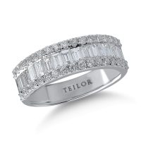 Inel din aur alb cu diamante baguette si rotunde de 1.4ct