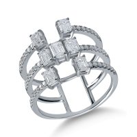 Inel din aur alb cu diamante baguette si rotunde de 1.66ct