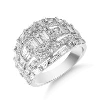 Inel din aur alb cu diamante baguette si rotunde de 1.8ct
