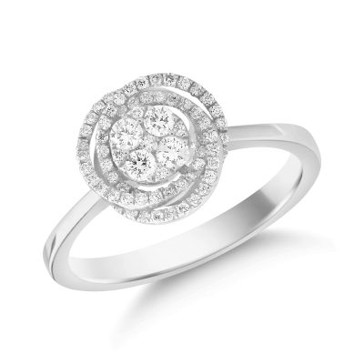 Inel din aur alb cu diamante de 0.32ct