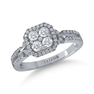 Inel din aur alb cu diamante de 0.6ct
