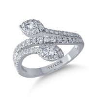 Inel din aur alb cu diamante marquise si rotunde de 0.7ct
