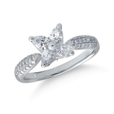 Inel din aur alb cu diamante marquise si rotunde de 0.89ct