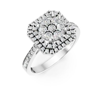 Inel din aur alb cu diamante microsetting de 0.6ct