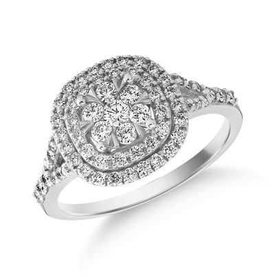 Inel din aur alb cu diamante microsetting de 0.7ct