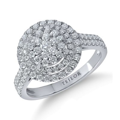 Inel din aur alb cu diamante microsetting de 0.9ct
