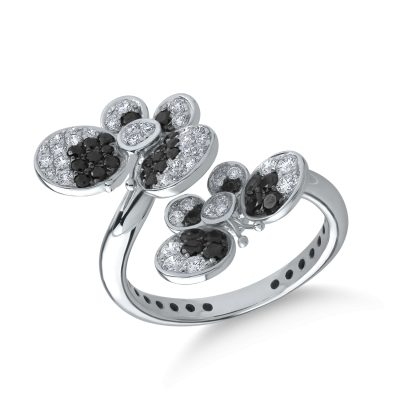 Inel din aur alb cu diamante negre de 0.43ct si diamante transparente de 0.47ct