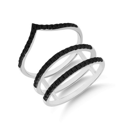 Inel din aur alb cu diamante negre de 0.55ct