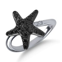Inel din aur alb cu diamante negre de 0.59ct si diamante transparente de 0.03ct