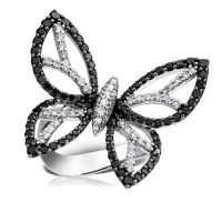 Inel din aur alb cu diamante negre de 1.31ct si diamante de 0.62ct