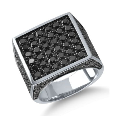 Inel din aur alb cu diamante negre de 3ct