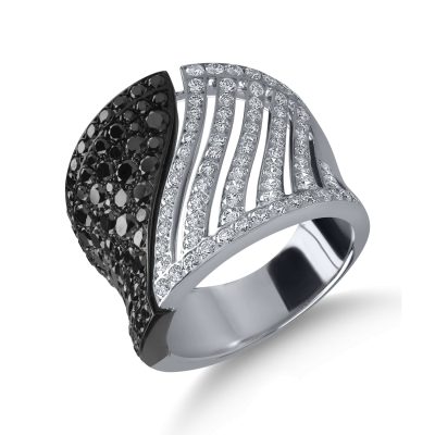 Inel din aur alb cu diamante negre si incolore 2.9ct