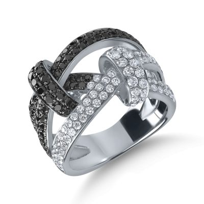 Inel din aur alb cu diamante negre si incolore de 1.7ct