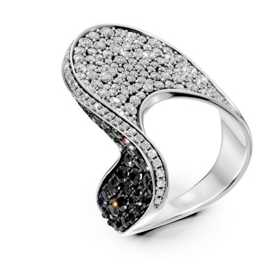 Inel din aur alb cu diamante negre si incolore de 2.9ct