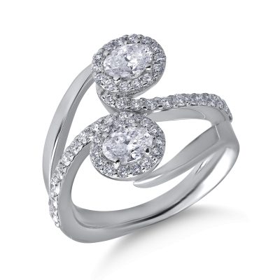 Inel din aur alb cu diamante ovale si rotunde de 1.3ct