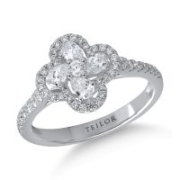 Inel din aur alb cu diamante pear si rotunde de 0.71ct