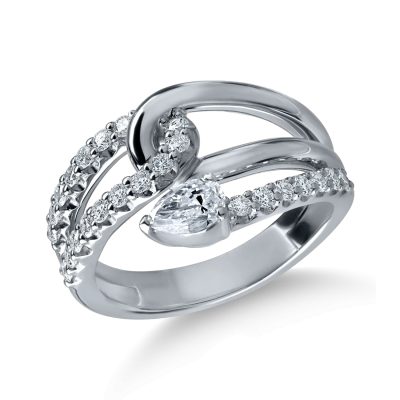 Inel din aur alb cu diamante pear si rotunde de 0.7ct