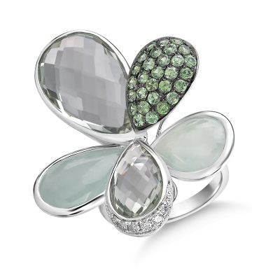 Inel din aur alb cu pietre pretioase si semipretioase de 21.8ct