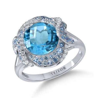 Inel din aur alb cu pietre pretioase si semipretioase de 4.4ct