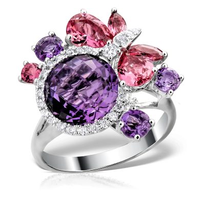 Inel din aur alb cu pietre pretioase si semipretioase de 7.33ct