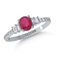 Inel din aur alb cu rubin de 0.75ct si diamante de 0.25ct