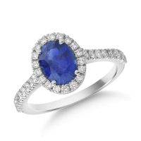 Inel din aur alb cu safir oval de 1.6ct si diamante de 0.4ct
