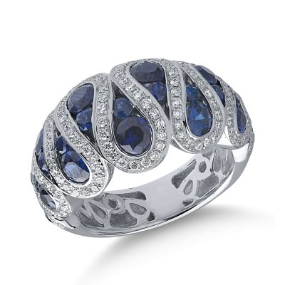 Inel din aur alb cu safire de 2.61ct si diamante de 0.64ct