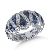 Inel din aur alb cu safire de 2.61ct si diamante de 0.64ct