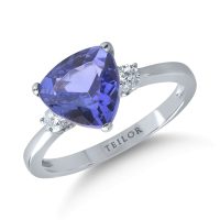 Inel din aur alb cu tanzanit de 2.31ct si diamante de 0.13ct
