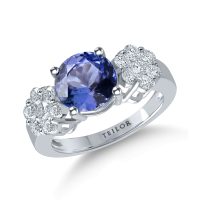 Inel din aur alb cu tanzanit de 2.6ct si diamante de 0.9ct