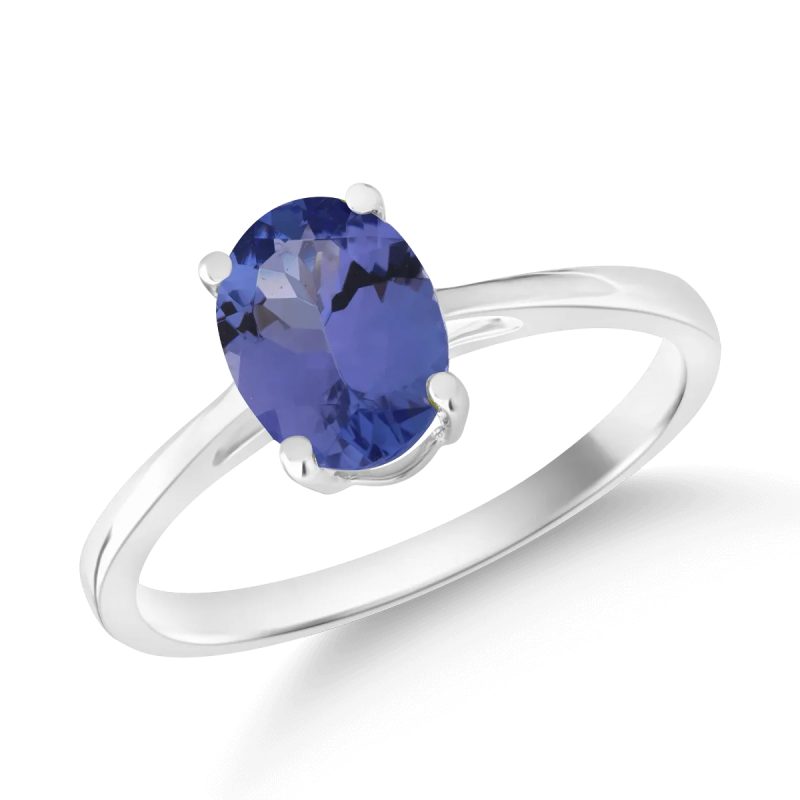 Inel din aur alb cu tanzanit oval de 1.1ct
