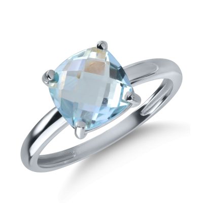 Inel din aur alb cu topaz cushion de 2.5ct