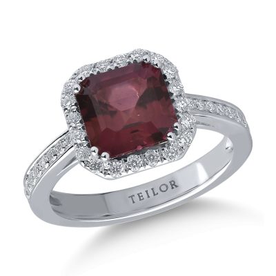 Inel din aur alb cu turmalina roz de 2.28ct si diamante de 0.34ct