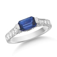 Inel din aur alb de cu safir octogonal de 1.4ct si diamante de 0.9ct