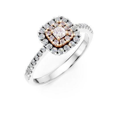 Inel din aur alb-roz cu diamante roz de 0.24ct si diamante transparente de 0.37ct