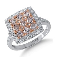 Inel din aur alb-roz cu diamante roz de 1.01ct si diamante transparente de 0.57ct