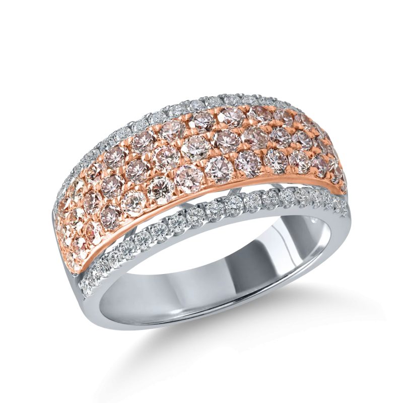 Inel din aur alb-roz cu diamante roz si incolore de 1.7ct