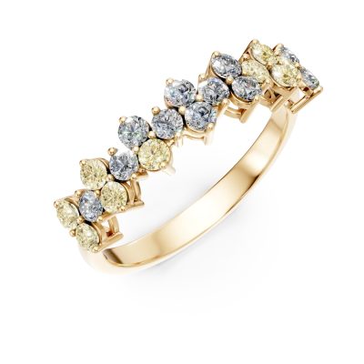 Inel din aur galben cu diamante multicolore de 0.89ct