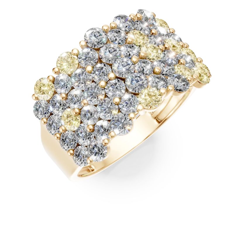 Inel din aur galben cu diamante multicolore de 2.9ct