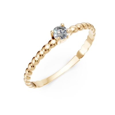 Inel din aur galben cu zirconia solitaire