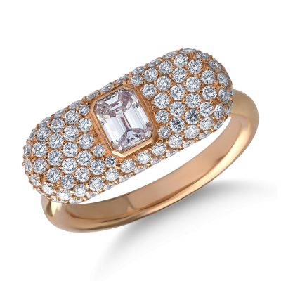 Inel din aur roz cu diamant octogonal de 0.5ct si diamante de 0.96ct