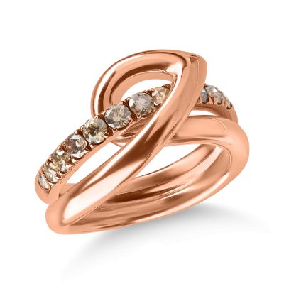 Inel din aur roz cu diamante maro de 0.73ct