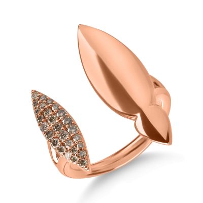 Inel din aur roz cu diamante maro si incolore de 0.3ct