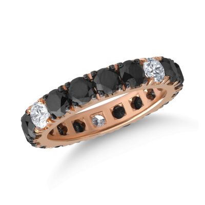 Inel din aur roz cu diamante negre de 3.58ct si diamante transparente de 0.58ct
