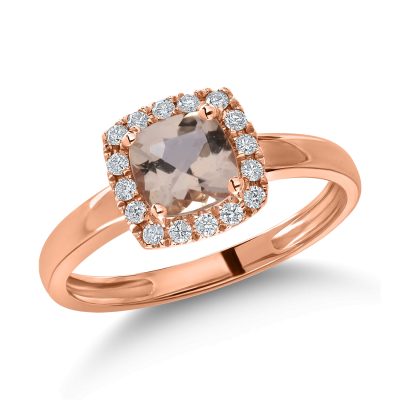 Inel din aur roz cu morganit de 0.8ct si diamante de 0.14ct