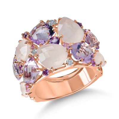 Inel din aur roz cu pietre pretioase si semipretioase de 12.3ct