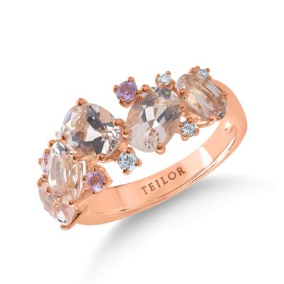 Inel din aur roz cu pietre pretioase si semipretioase de 3.1ct