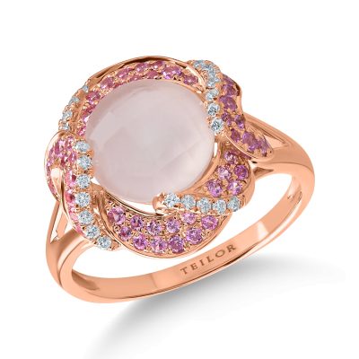 Inel din aur roz cu pietre pretioase si semipretioase de 3.4ct
