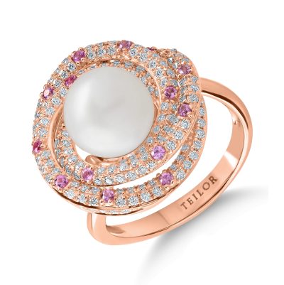 Inel din aur roz cu pietre pretioase si semipretioase de 5.1ct
