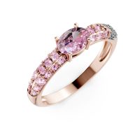 Inel din aur roz cu safire roz ovale si rotunde de 0.7ct si diamante de 0.05ct
